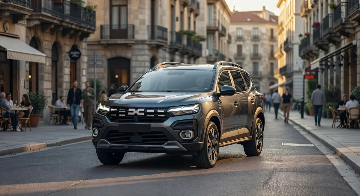 Dacia Bigster garé devant un paysage urbain, mettant en valeur son design moderne et sa taille compacte